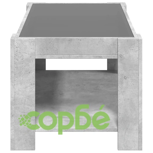 Маса за кафе с LED, бетонно сива, 93x53x45 см, инженерно дърво ➤ топ цена ➤ sorbe.bg