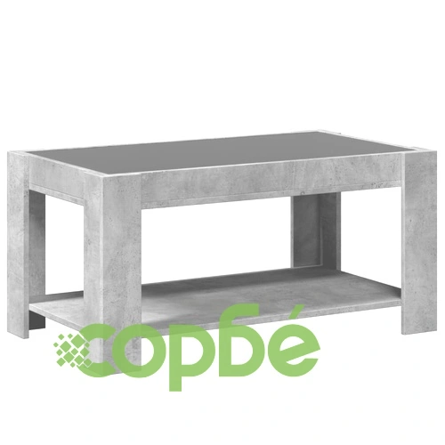 Маса за кафе с LED, бетонно сива, 93x53x45 см, инженерно дърво ➤ топ цена ➤ sorbe.bg