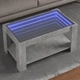 Маса за кафе с LED, бетонно сива, 93x53x45 см, инженерно дърво