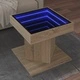 Маса за кафе с LED, дъб сонома, 50x50x45 см, инженерно дърво