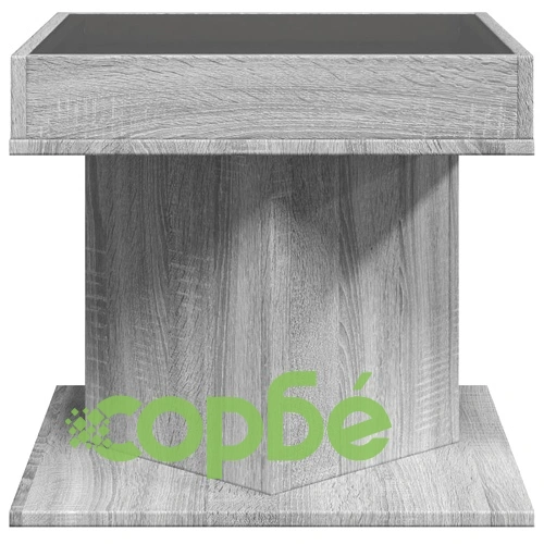 Маса за кафе с LED, сив сонома, 50x50x45 см, инженерно дърво ➤ топ цена ➤ sorbe.bg