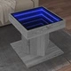 Маса за кафе с LED, сив сонома, 50x50x45 см, инженерно дърво