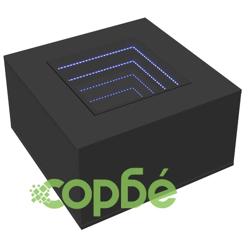 Маса за кафе с LED, черна, 60x60x40 см, инженерно дърво ➤ топ цена ➤ sorbe.bg