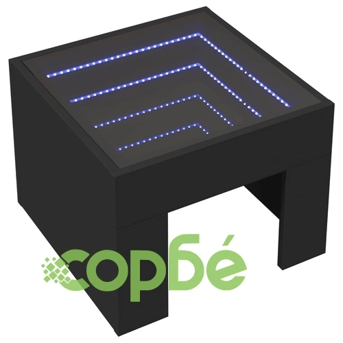 Маса за кафе с Infinity LED, черна, 40x40x30 см ➤ топ цена ➤ sorbe.bg