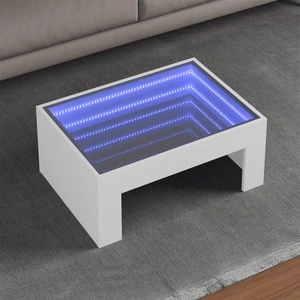 Маса за кафе с Infinity LED, бяла, 70x50x30 см