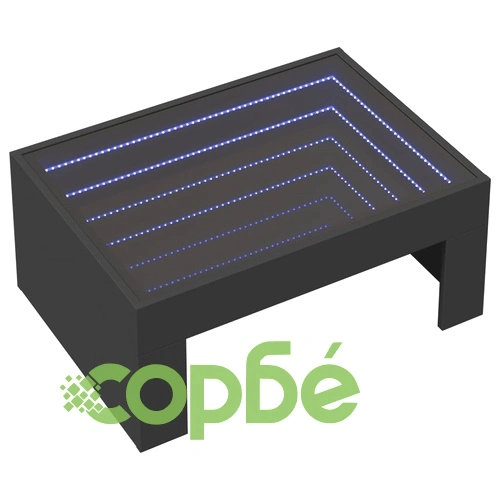 Маса за кафе с Infinity LED, черна, 70x50x30 см ➤ топ цена ➤ sorbe.bg