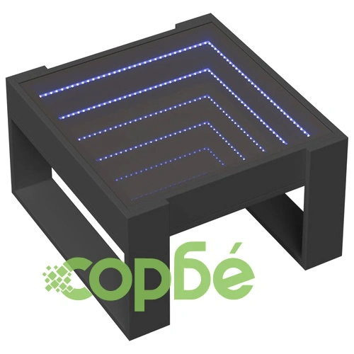 Маса за кафе с Infinity LED, черна, 50x53x30 см ➤ топ цена ➤ sorbe.bg