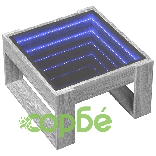 Маса за кафе с Infinity LED, сив сонома, 50x53x30 см ➤ топ цена ➤ sorbe.bg
