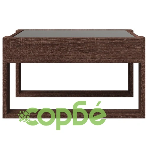 Маса за кафе с Infinity LED, кафяв дъб, 50x53x30 см ➤ топ цена ➤ sorbe.bg