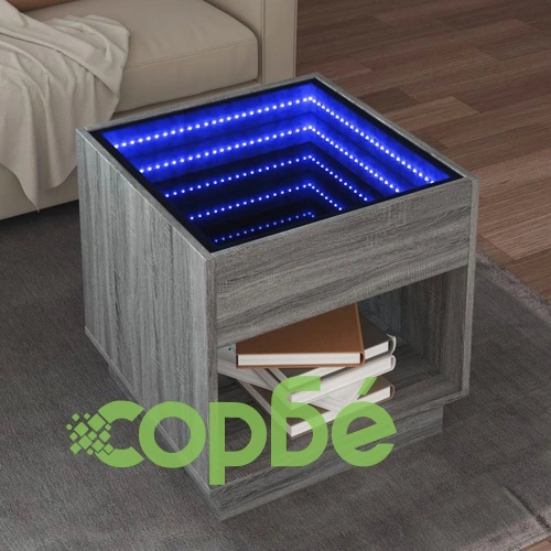 Маса за кафе с Infinity LED, сив сонома, 50x50x50 см ➤ топ цена ➤ sorbe.bg
