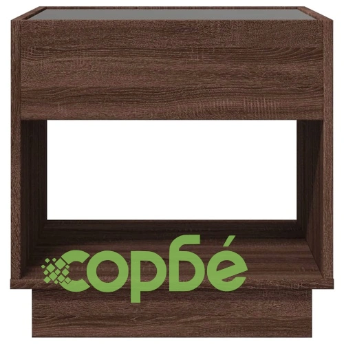 Маса за кафе с Infinity LED, кафяв дъб, 50x50x50 см ➤ топ цена ➤ sorbe.bg