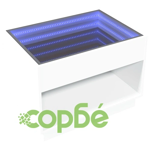 Маса за кафе с Infinity LED, бяла, 70x50x50 см ➤ топ цена ➤ sorbe.bg