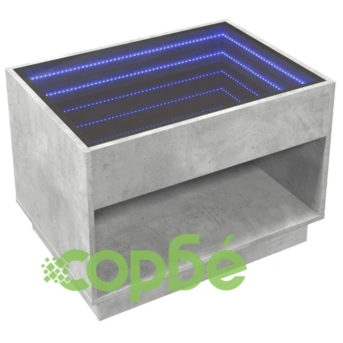 Маса за кафе с Infinity LED, бетонно сив, 70x50x50 см ➤ топ цена ➤ sorbe.bg