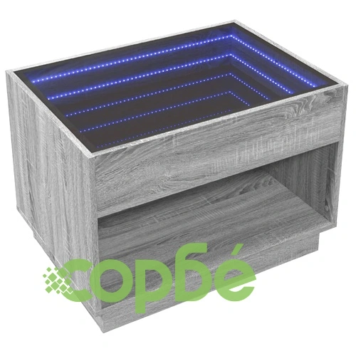 Маса за кафе с Infinity LED, сив сонома, 70x50x50 см ➤ топ цена ➤ sorbe.bg