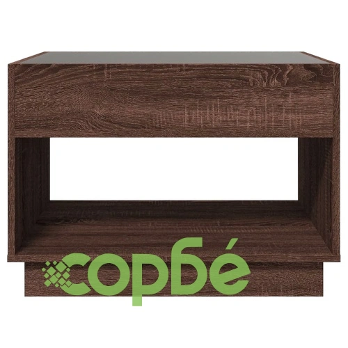 Маса за кафе с Infinity LED, кафяв дъб, 70x50x50 см ➤ топ цена ➤ sorbe.bg