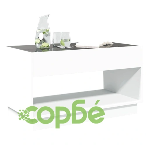 Маса за кафе с Infinity LED, бяла, 90x50x50 см ➤ топ цена ➤ sorbe.bg