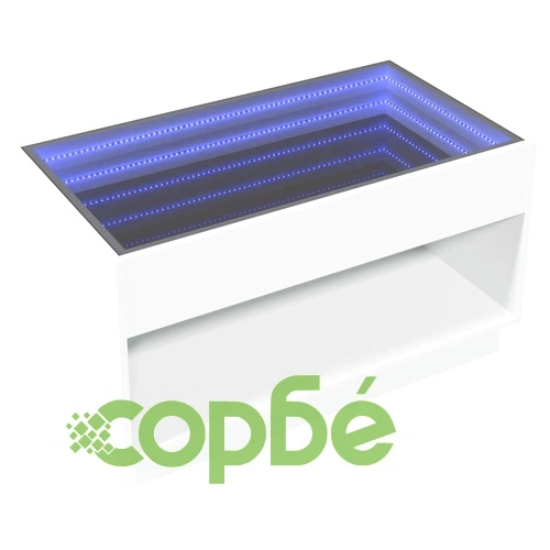 Маса за кафе с Infinity LED, бяла, 90x50x50 см ➤ топ цена ➤ sorbe.bg