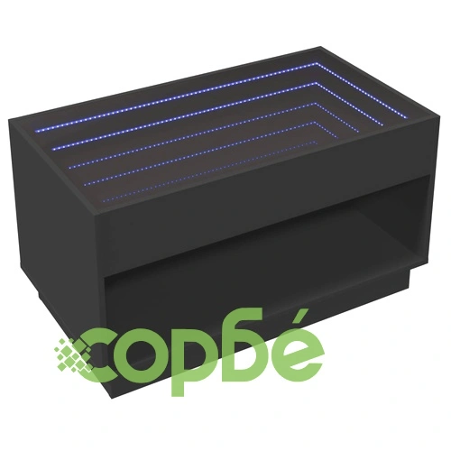 Маса за кафе с Infinity LED, черна, 90x50x50 см ➤ топ цена ➤ sorbe.bg