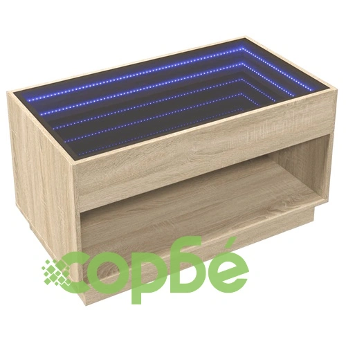 Маса за кафе с Infinity LED, сонома дъб, 90x50x50 см ➤ топ цена ➤ sorbe.bg