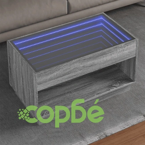 Маса за кафе с Infinity LED, сив сонома, 90x50x50 см ➤ топ цена ➤ sorbe.bg