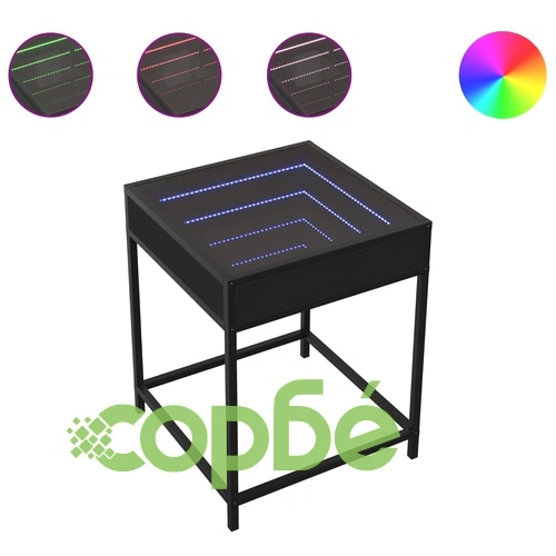 Маса за кафе с Infinity LED черна 40x40x51 см ➤ топ цена ➤ sorbe.bg