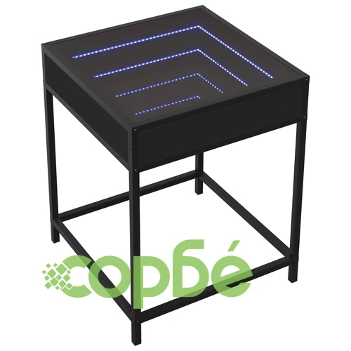 Маса за кафе с Infinity LED черна 40x40x51 см ➤ топ цена ➤ sorbe.bg