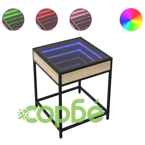 Маса за кафе с Infinity LED, сонома дъб, 40x40x51 см ➤ топ цена ➤ sorbe.bg