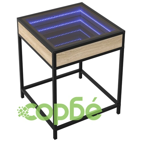 Маса за кафе с Infinity LED, сонома дъб, 40x40x51 см ➤ топ цена ➤ sorbe.bg