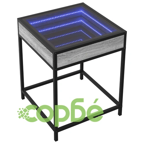 Маса за кафе с Infinity LED, сив сонома, 40x40x51 см ➤ топ цена ➤ sorbe.bg