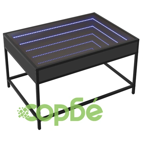 Маса за кафе с Infinity LED черна 70x50x41 см ➤ топ цена ➤ sorbe.bg