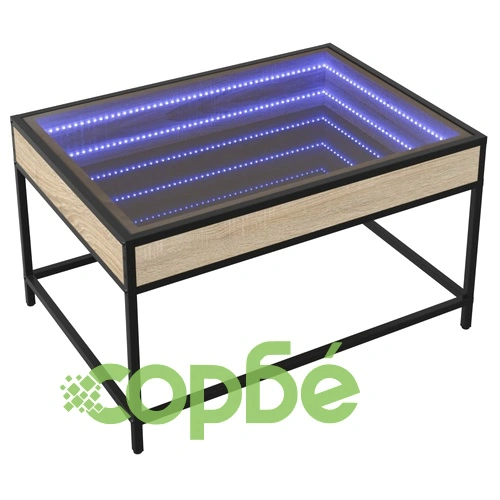 Маса за кафе с Infinity LED, сонома дъб, 70x50x41 см ➤ топ цена ➤ sorbe.bg