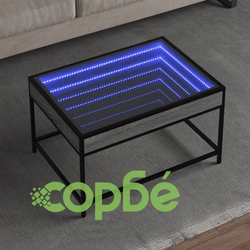 Маса за кафе с Infinity LED, сив сонома, 70x50x41 см ➤ топ цена ➤ sorbe.bg