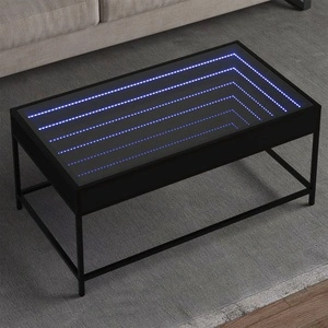 Маса за кафе с Infinity LED черна 90x50x41 см