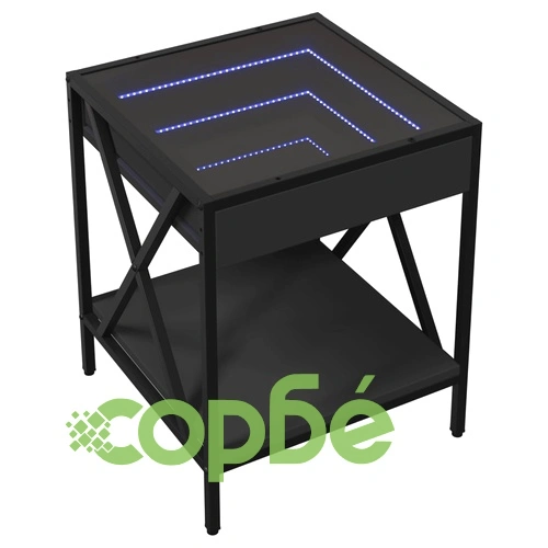Маса за кафе с Infinity LED, черна, 40x40x49 см ➤ топ цена ➤ sorbe.bg