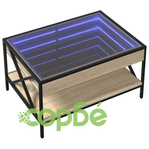 Маса за кафе с Infinity LED, сонома дъб, 70x50x38 см ➤ топ цена ➤ sorbe.bg