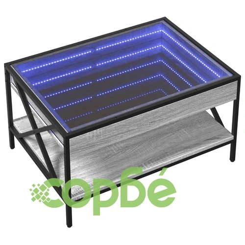 Маса за кафе с Infinity LED, сив сонома, 70x50x38 см ➤ топ цена ➤ sorbe.bg