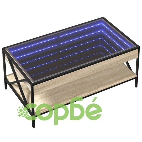 Маса за кафе с Infinity LED, сонома дъб, 90x50x38 см ➤ топ цена ➤ sorbe.bg
