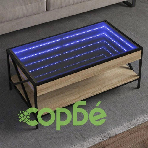 Маса за кафе с Infinity LED, сонома дъб, 90x50x38 см ➤ топ цена ➤ sorbe.bg