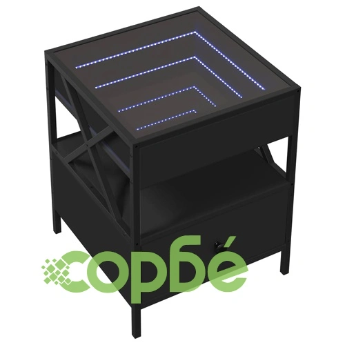 Маса за кафе с Infinity LED черна 40x40x51 см ➤ топ цена ➤ sorbe.bg