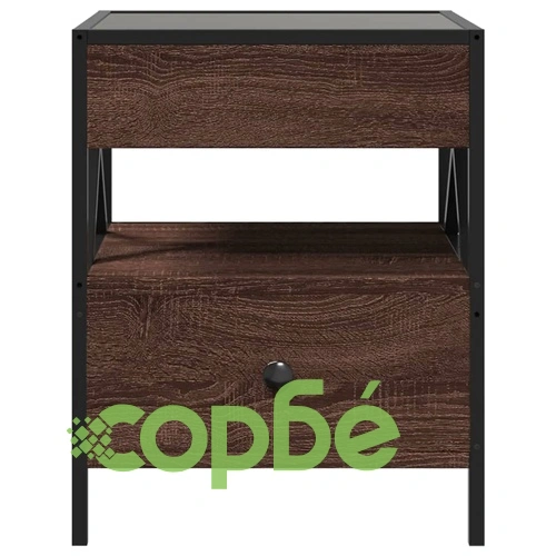 Маса за кафе с Infinity LED, кафяв дъб, 40x40x51 см ➤ топ цена ➤ sorbe.bg