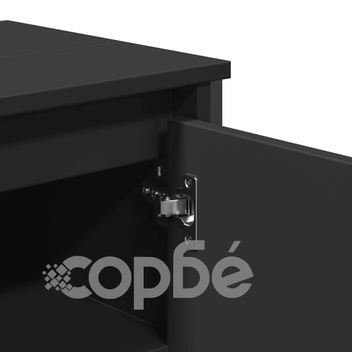 Шкаф за мивка за баня, черен, 91x35x60 см, инженерно дърво ➤ топ цена ➤ sorbe.bg