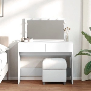 Тоалетка с LED, бяла, 100x40x120 см