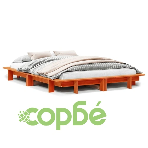 Рамка за легло без матрак, восъчнокафяв, 140x190 см, бор масив ➤ топ цена ➤ sorbe.bg