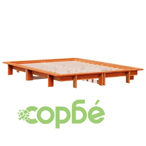 Рамка за легло без матрак, восъчнокафяв, 140x190 см, бор масив ➤ топ цена ➤ sorbe.bg