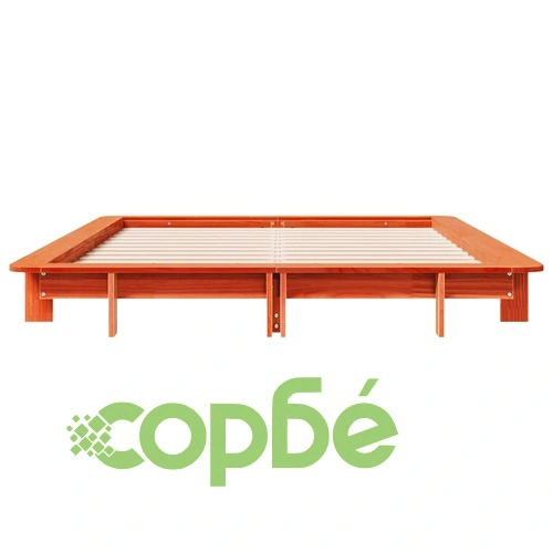 Рамка за легло без матрак, восъчнокафяв, 140x190 см, бор масив ➤ топ цена ➤ sorbe.bg