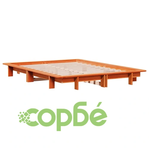 Рамка за легло без матрак, восъчнокафяв, 140x190 см, бор масив ➤ топ цена ➤ sorbe.bg