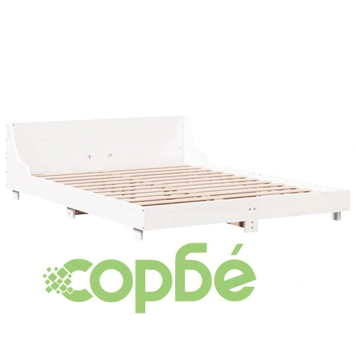 Рамка за легло без матрак, бял, 160x200 см, бор масив ➤ топ цена ➤ sorbe.bg