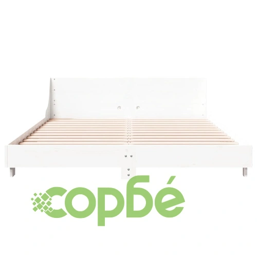Рамка за легло без матрак, бял, 160x200 см, бор масив ➤ топ цена ➤ sorbe.bg