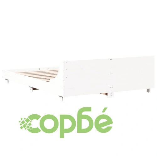 Рамка за легло без матрак, бял, 160x200 см, бор масив ➤ топ цена ➤ sorbe.bg