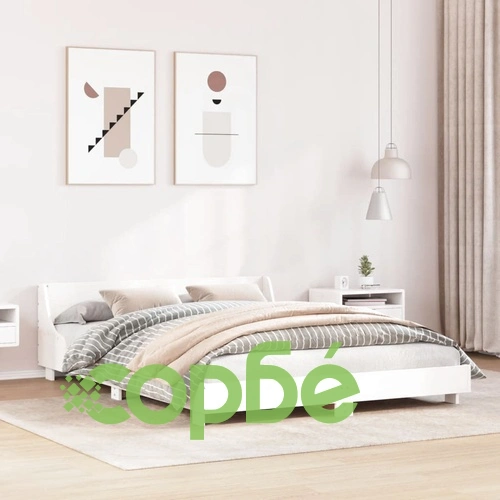 Рамка за легло без матрак, бял, 160x200 см, бор масив ➤ топ цена ➤ sorbe.bg